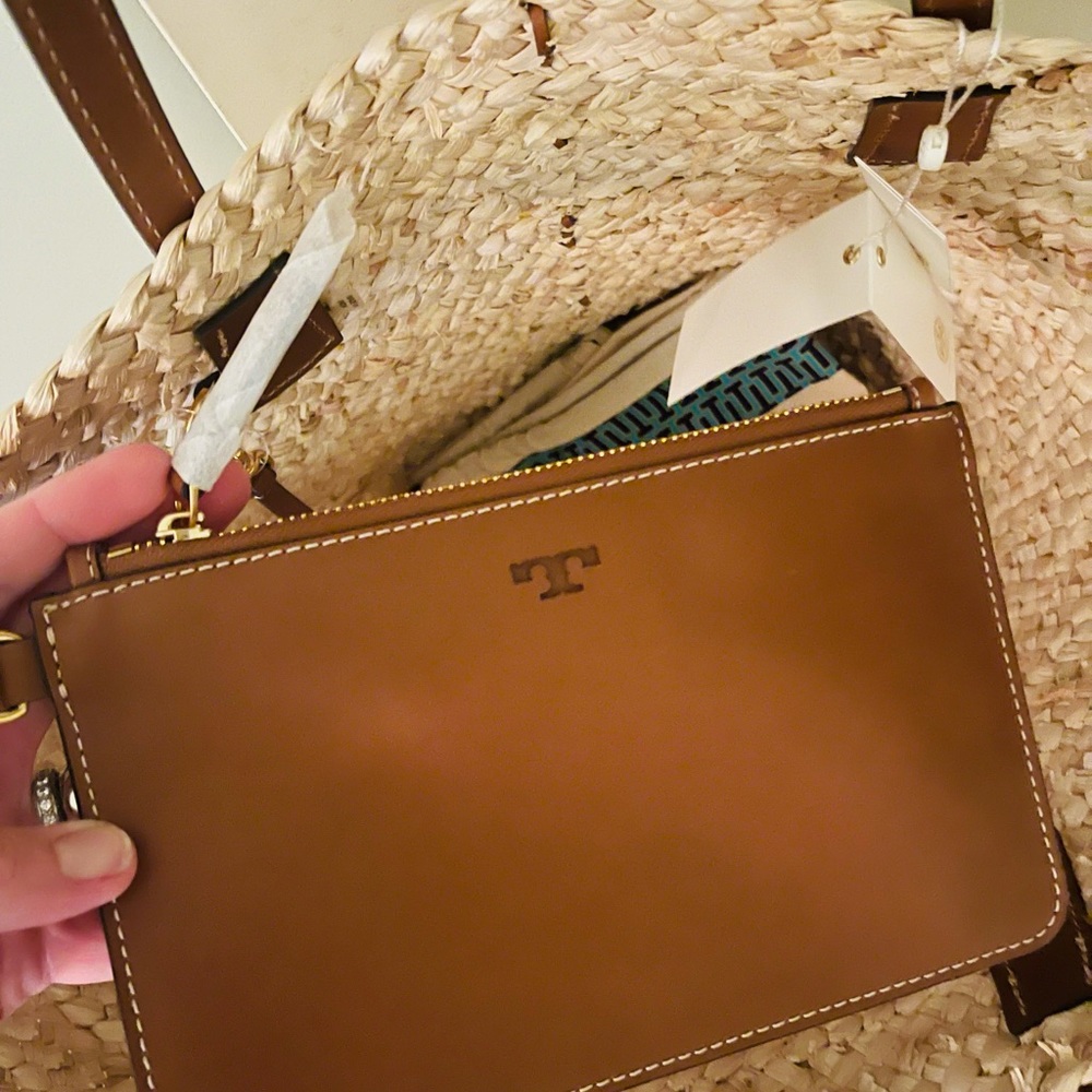NWT Tory Burch McGraw Straw Raffia Tote Bag Beach - Picture 4 of 6